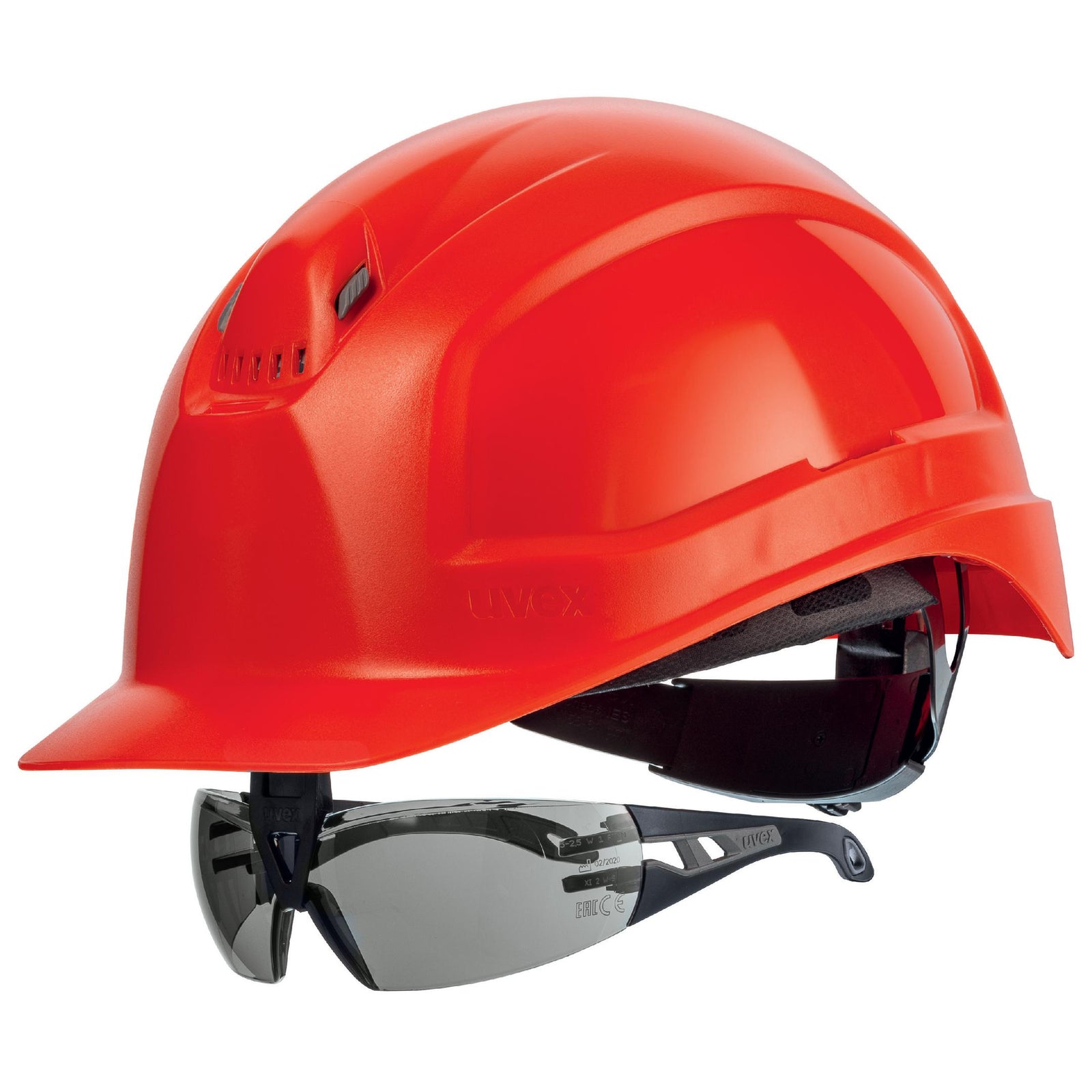 uvex pheos IES Schutzhelm rot mit Schutzbrille 9192285