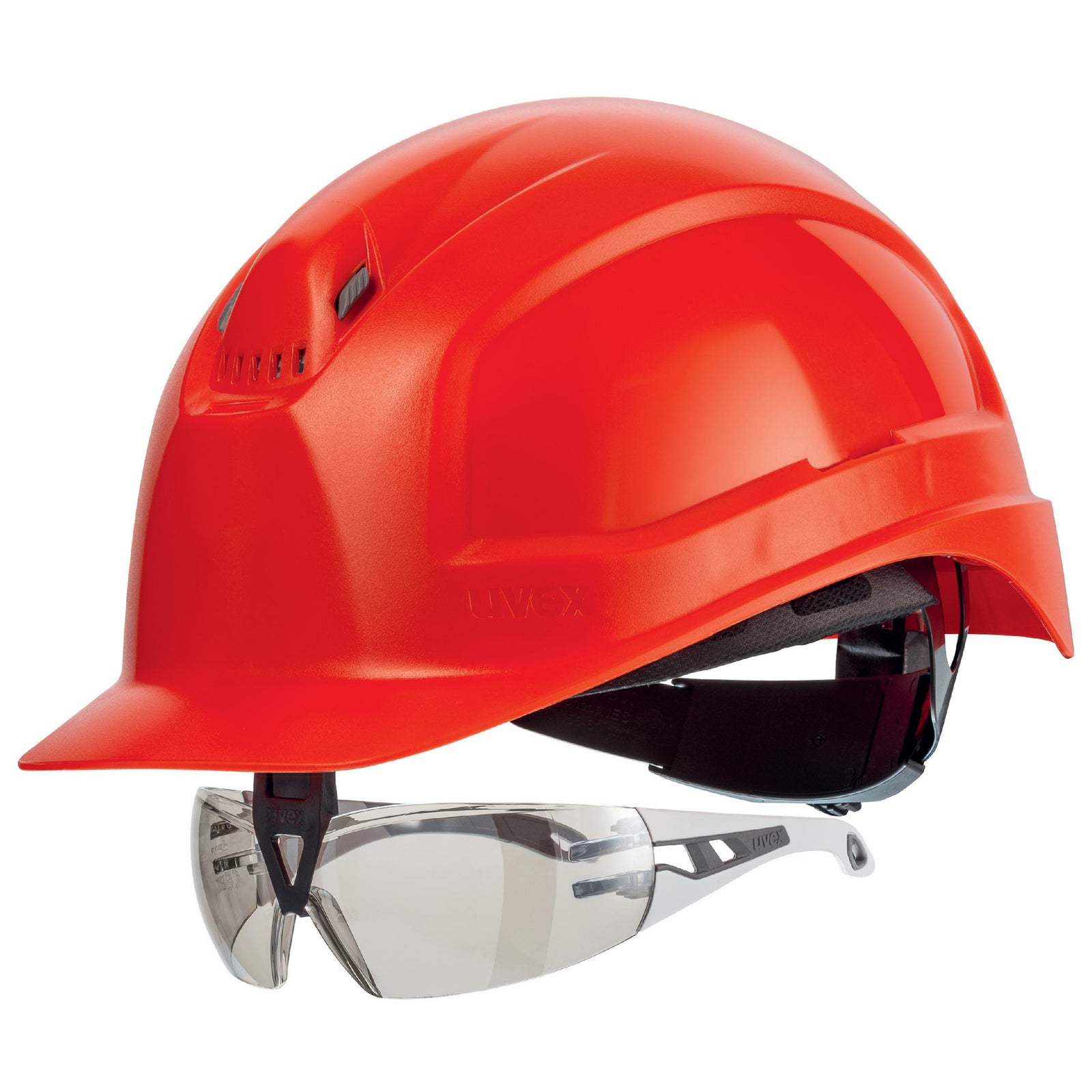 uvex pheos IES Schutzhelm rot mit Schutzbrille 9192881