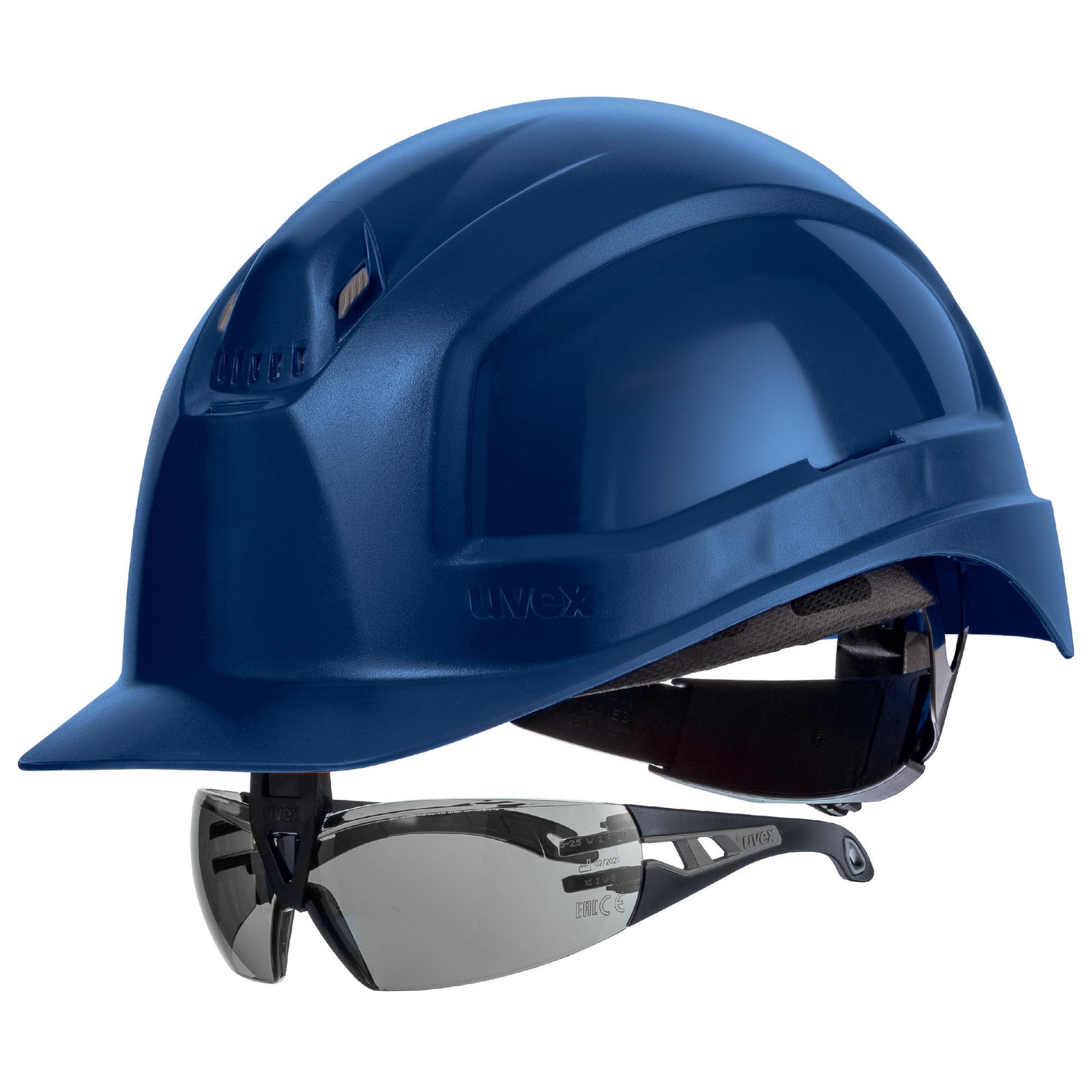 uvex pheos IES Schutzhelm blau mit Schutzbrille 9192285