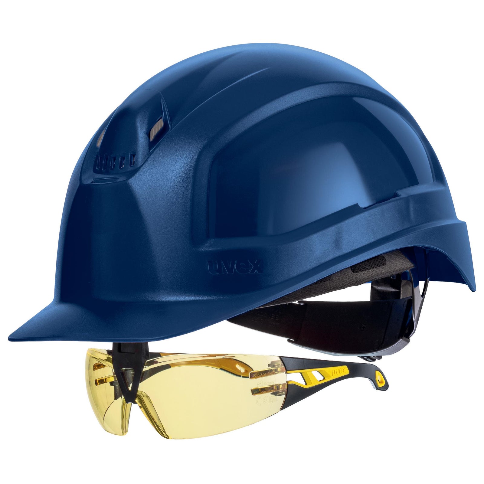 uvex pheos IES Schutzhelm blau mit Schutzbrille 9192385