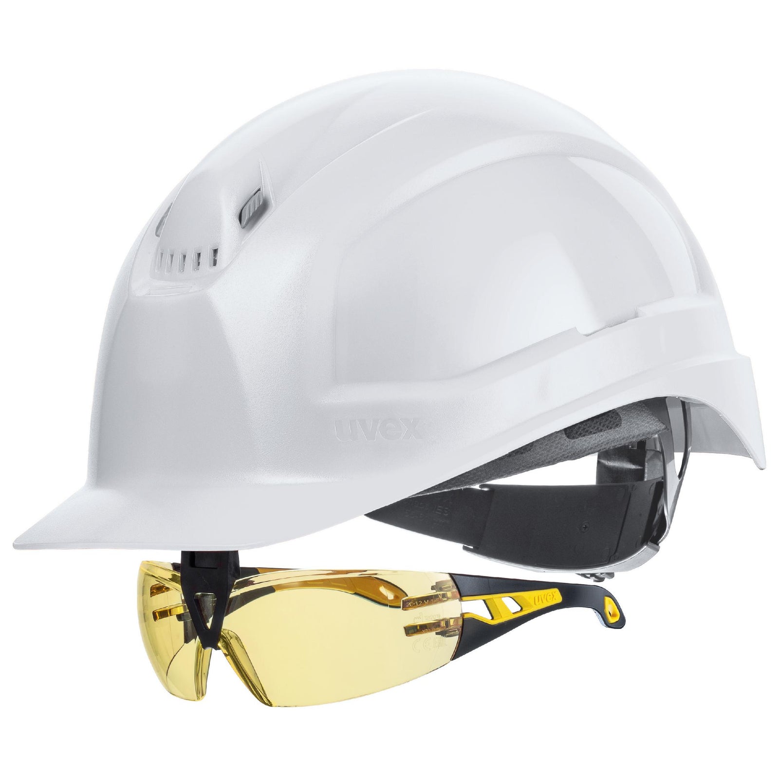 uvex pheos IES Schutzhelm weiß mit Schutzbrille 9192385