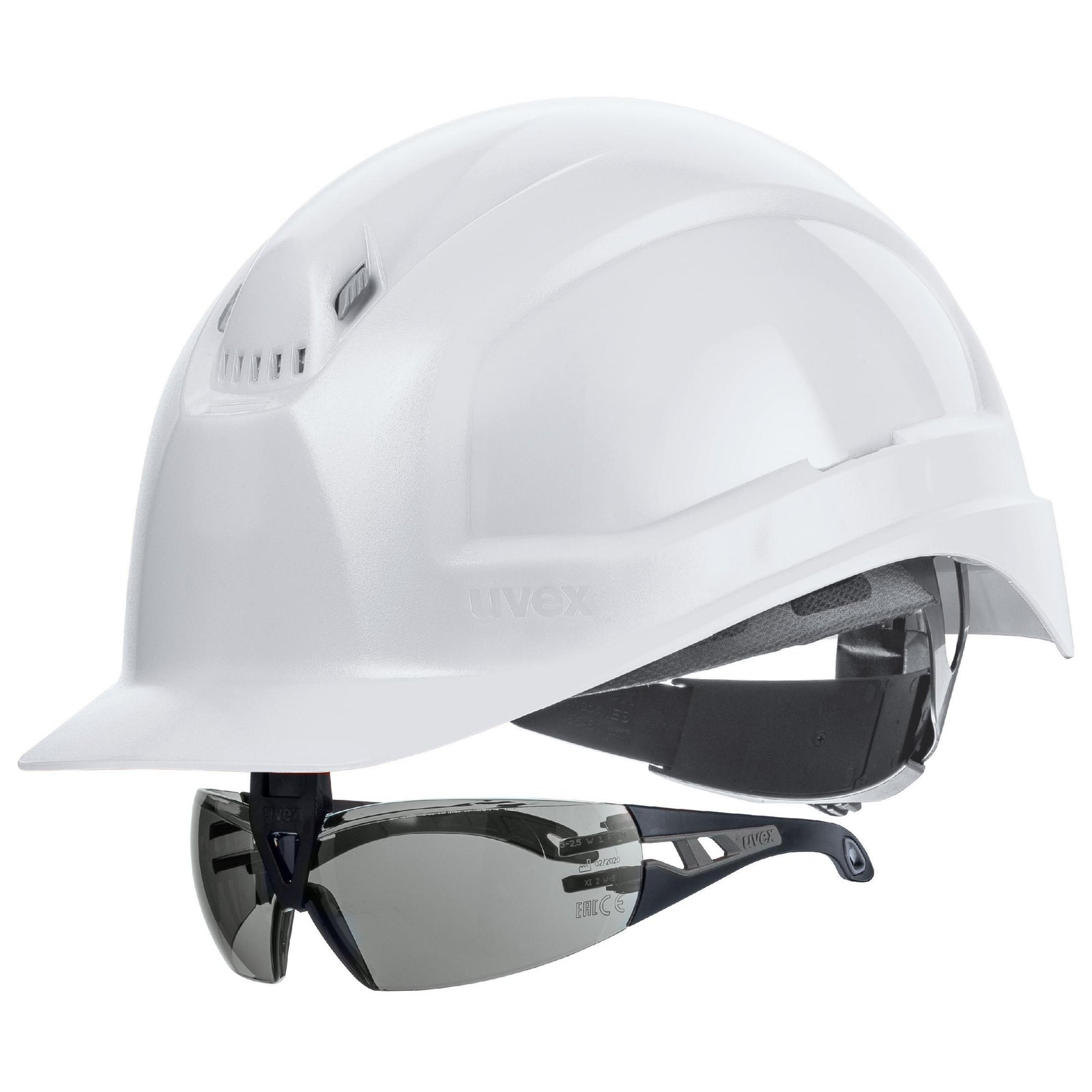 uvex pheos IES Schutzhelm weiß mit Schutzbrille 9192285