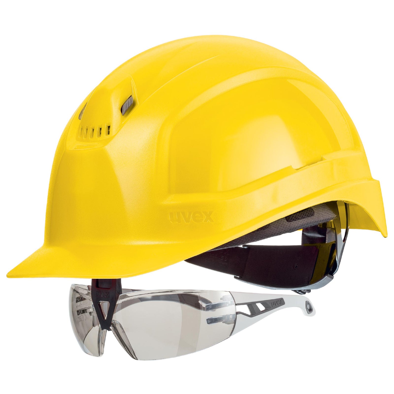 uvex pheos IES Schutzhelm gelb mit Schutzbrille 9192881