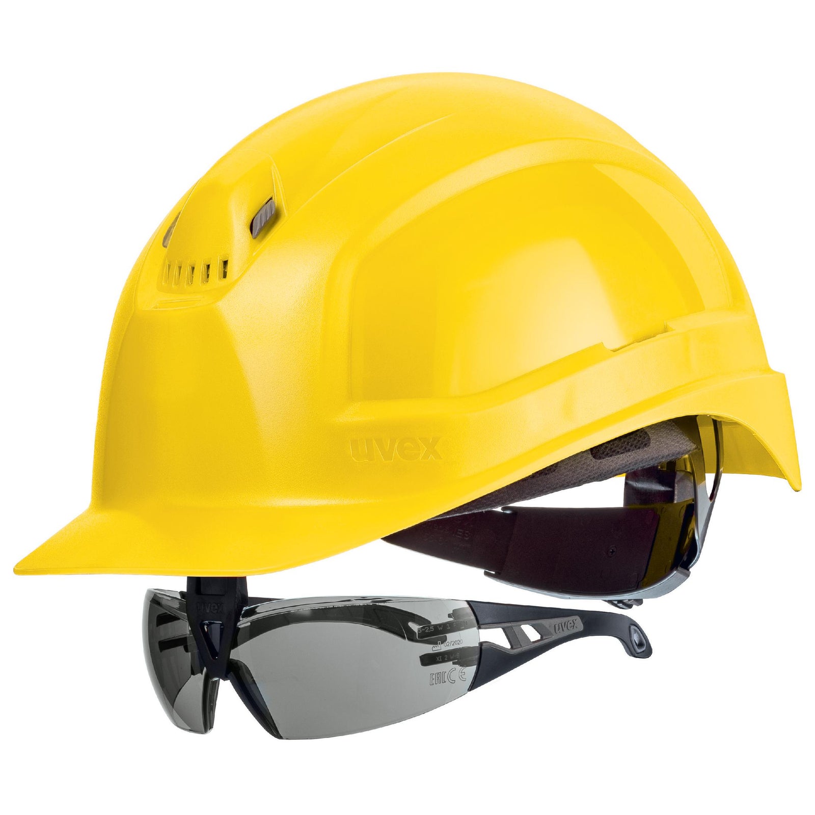 uvex pheos IES Schutzhelm gelb mit Schutzbrille 9192285