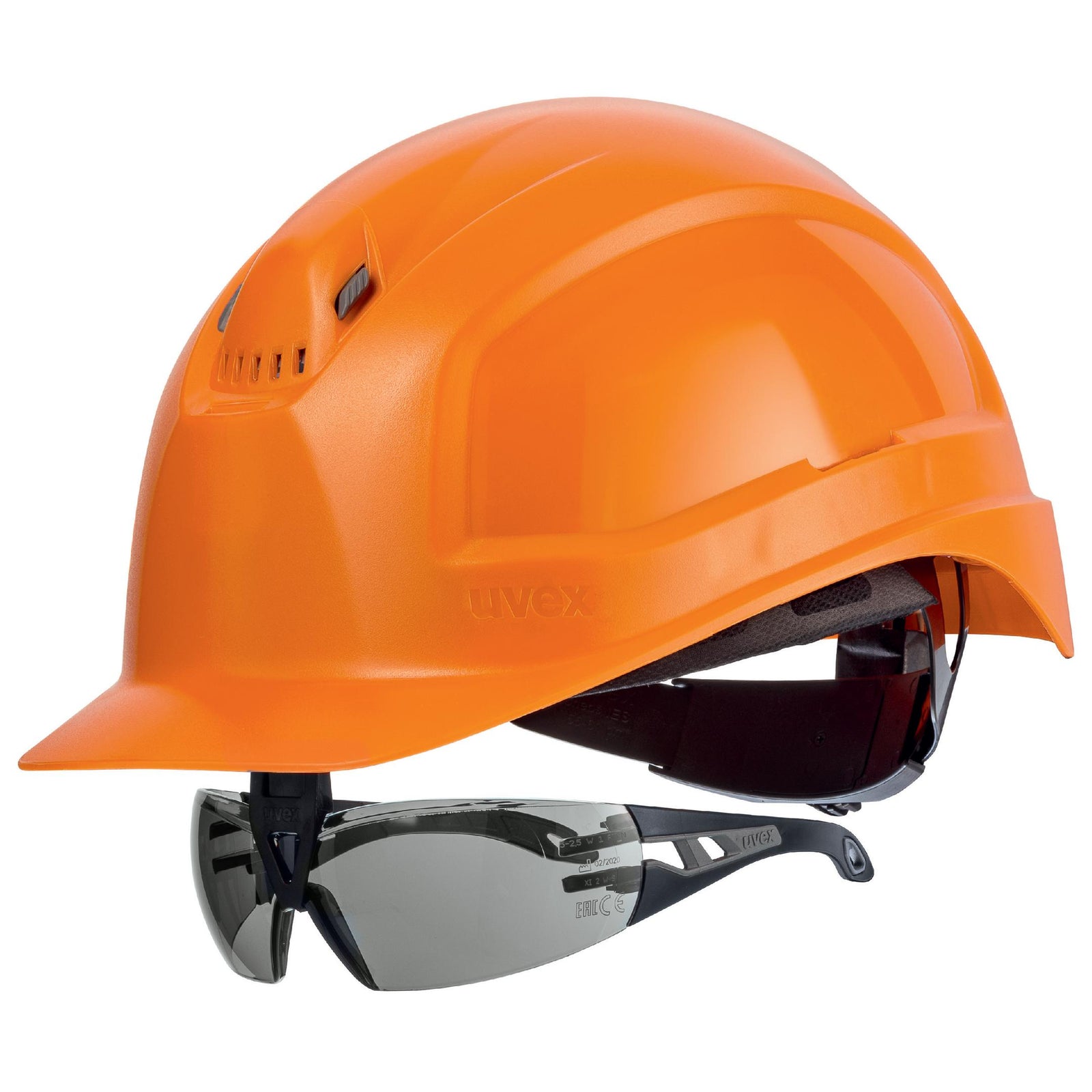 uvex pheos IES Schutzhelm orange mit Schutzbrille 9192285
