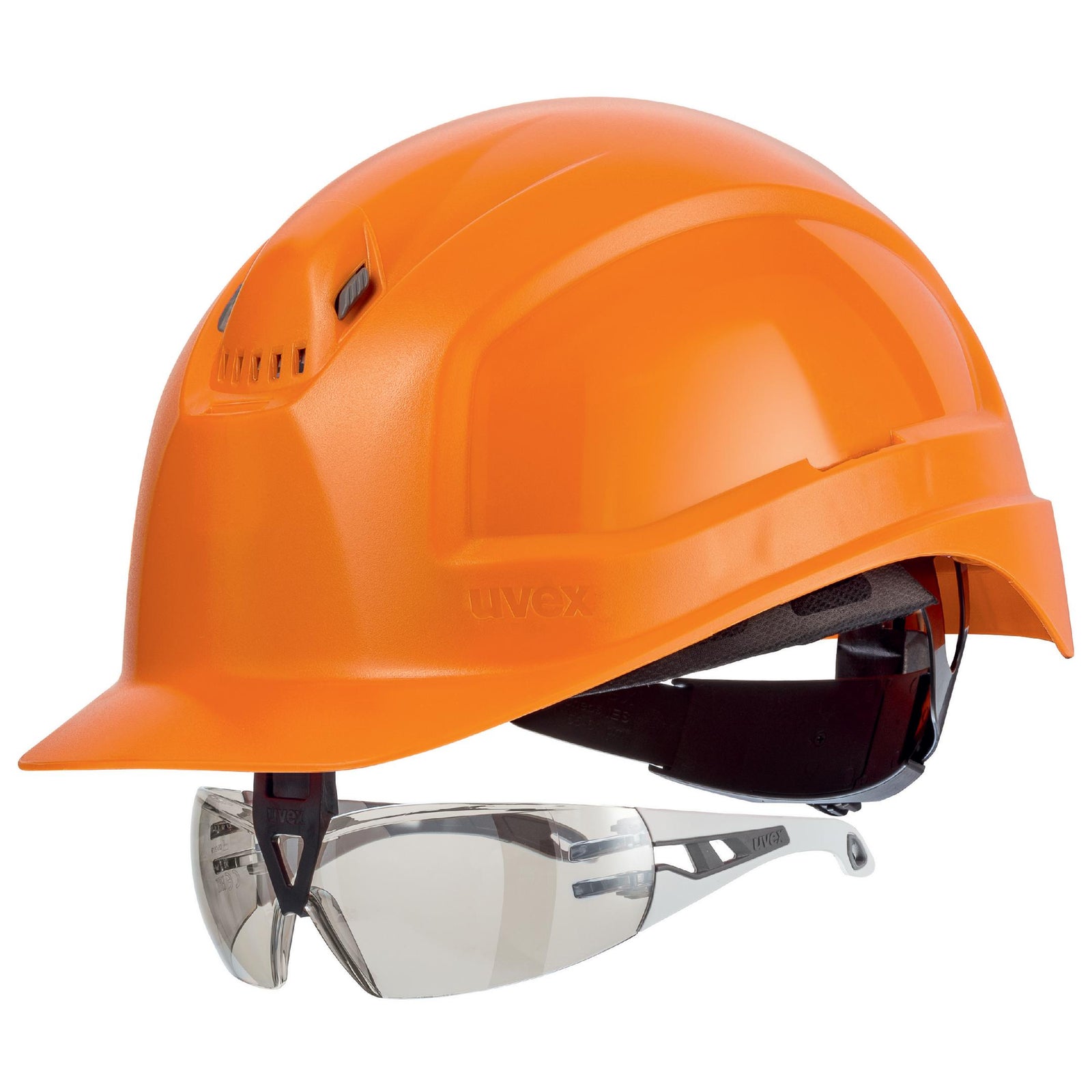 uvex pheos IES Schutzhelm orange mit Schutzbrille 9192881