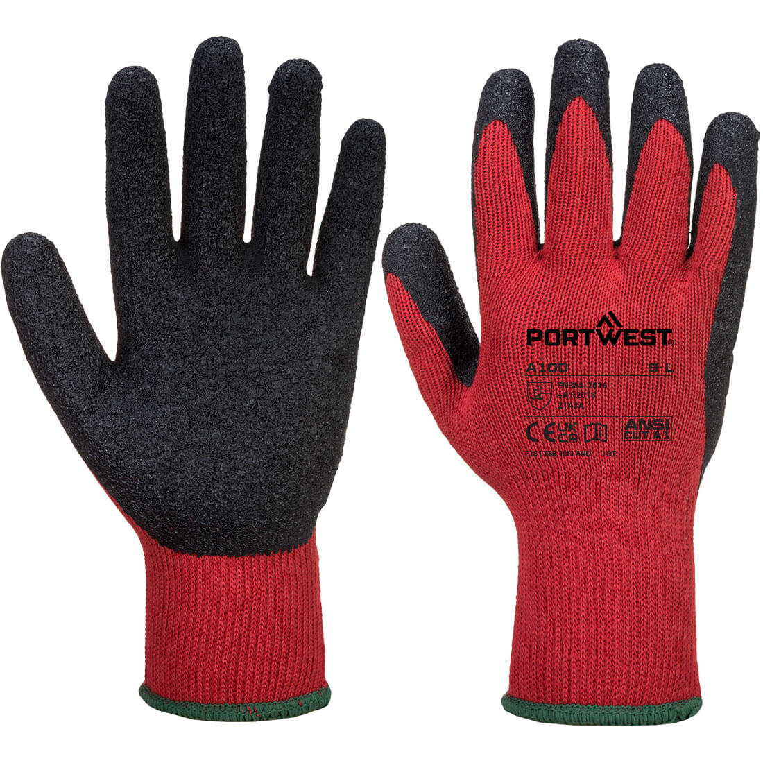 Grip Latex-Handschuh - Rot/Schwarz (R8R)