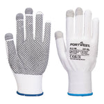 Grip 13 PVC gepunkteter Touchscreen-Handschuh (Pk12) - Weiss/Grau (W7R)