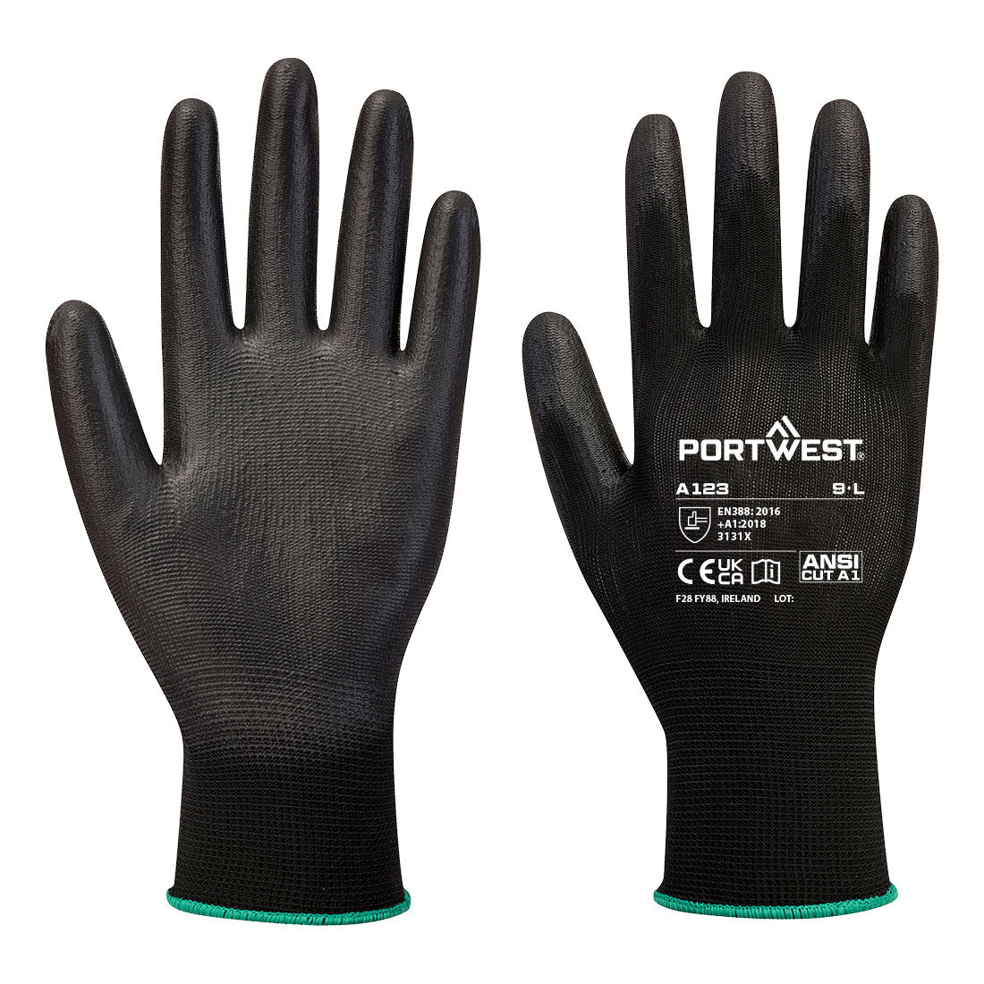 PU-Handschuh mit der Handinnenfläche Latexfrei - voller Karton (144) - Schwarz (K8R)