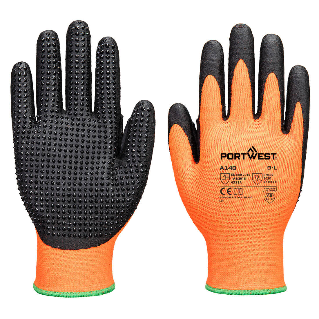 Grip 13 High-Dotted Glove - Orange/Schwarz (O8R)
