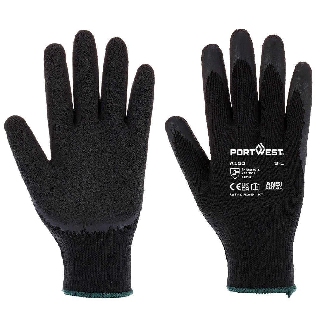 Klassischer Grip Handschuh Latex - Schwarz (K8R)