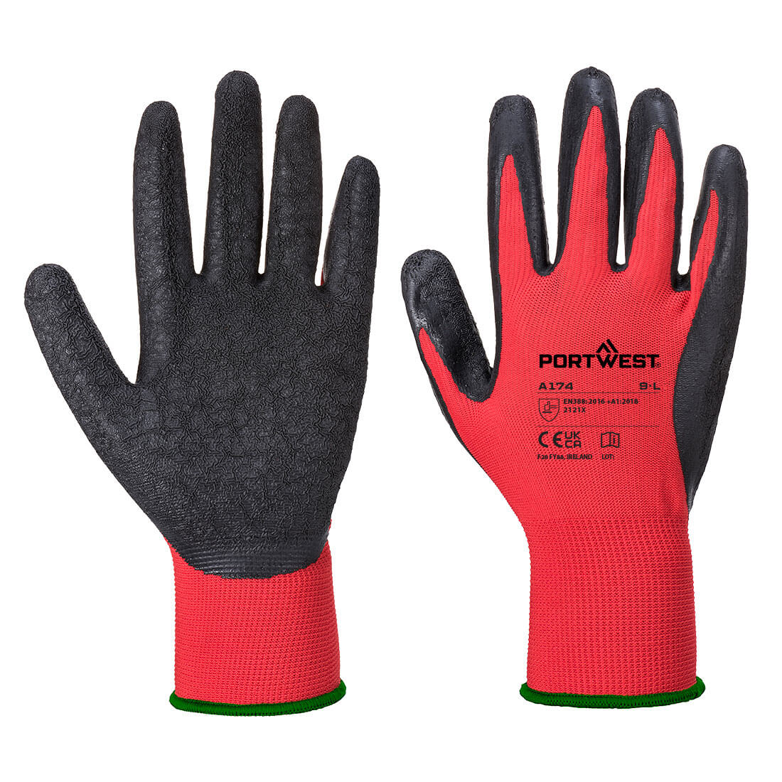 Flex Grip Latex Handschuh - Rot/Schwarz (R8R)