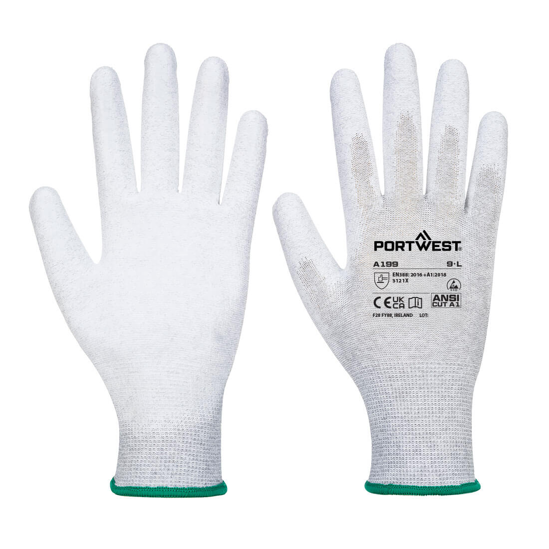 Antistatischer PU-Handflächen Handschuh - Grau (GRR)