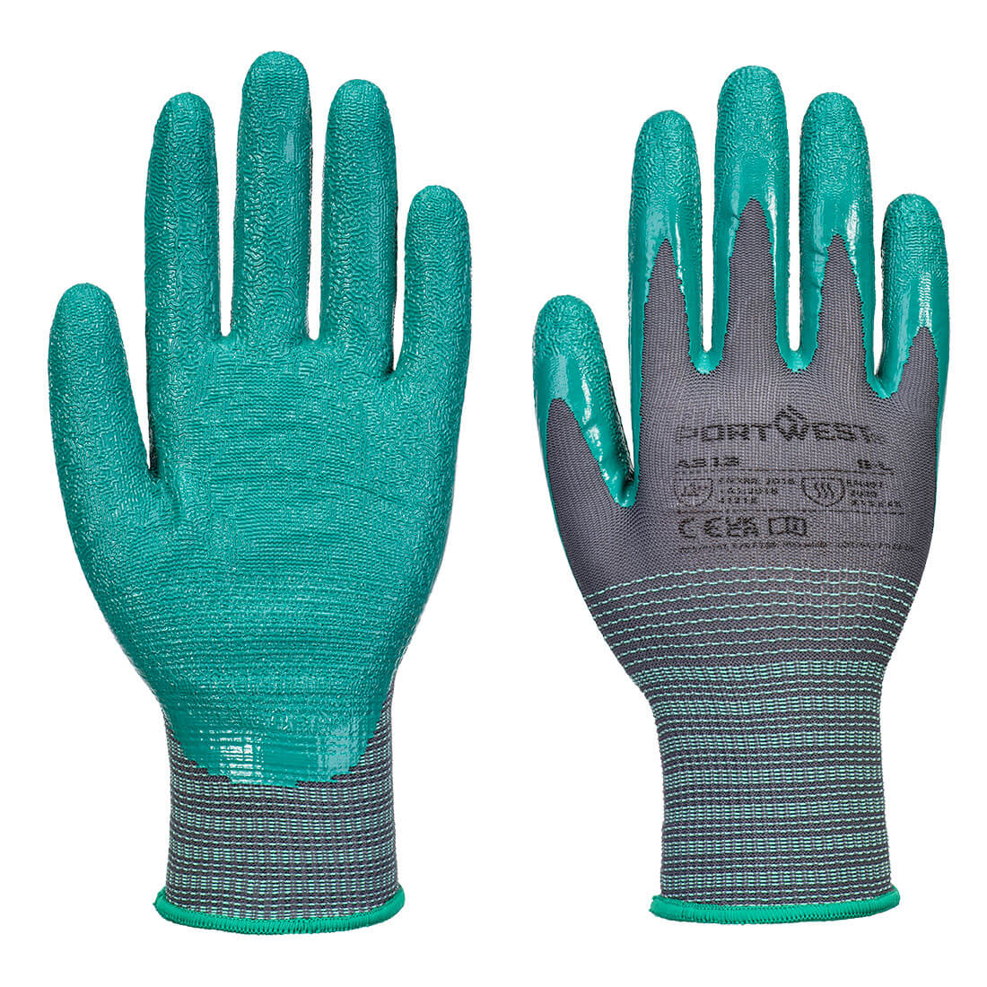 Grip 15 Nitril-Knitterhandschuh (Pk12) - Grau/Grün (G3R)