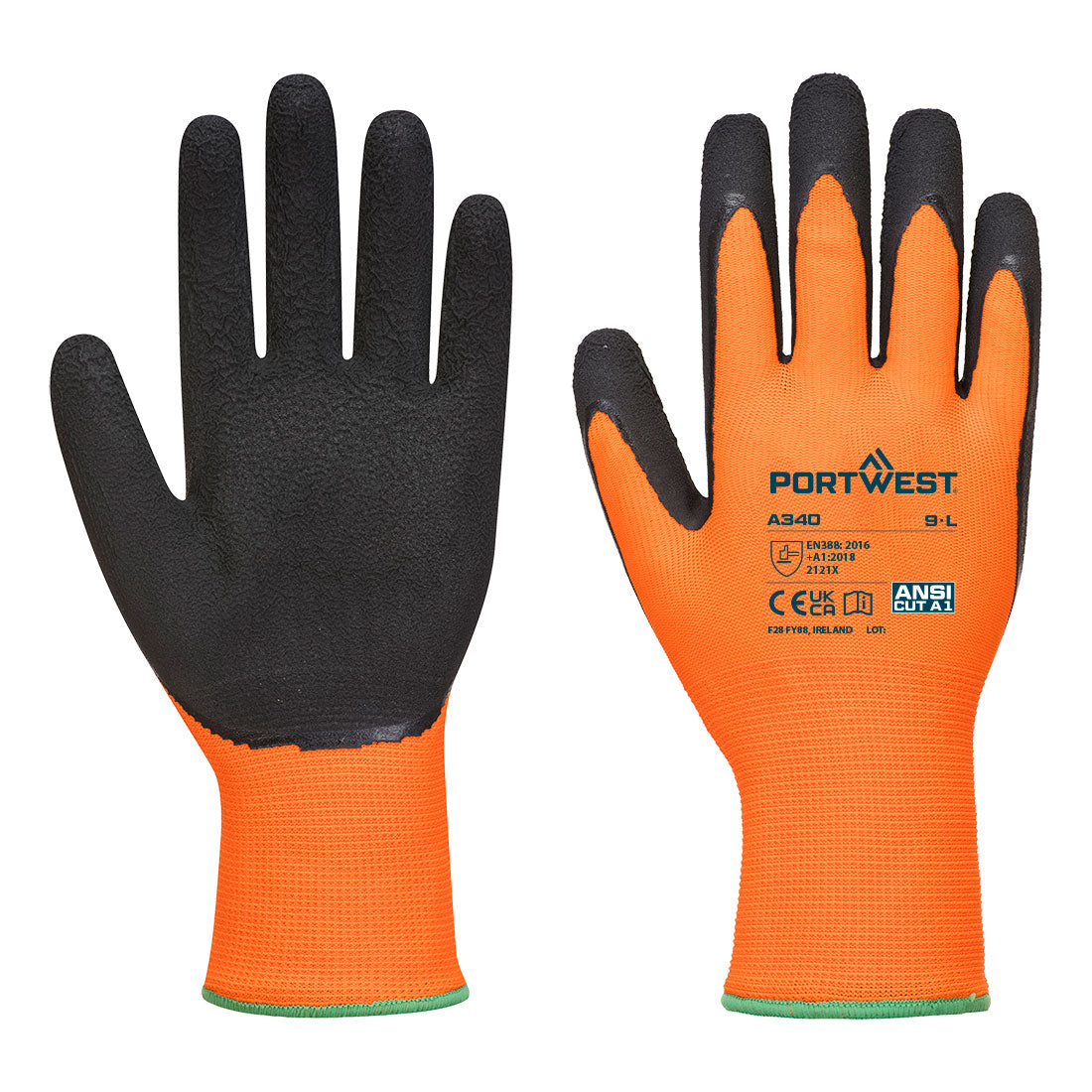 Warnschutz Grip Handschuh - Latexschaum - Orange/Schwarz (ORB)