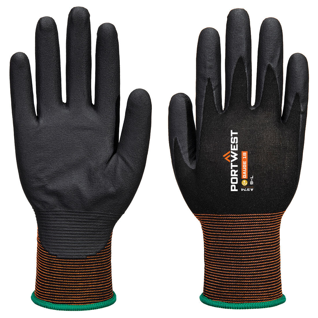 GP Grip 18 Nitril-Mikroschaum-Handschuh - Schwarz (K8R)