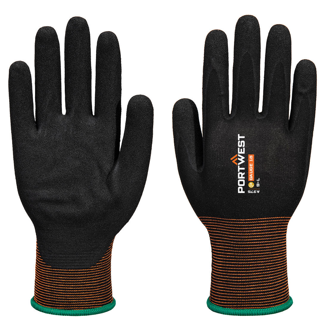 GP Grip 18 Nitril-Handschuh glatt/sandig - Schwarz (K8R)