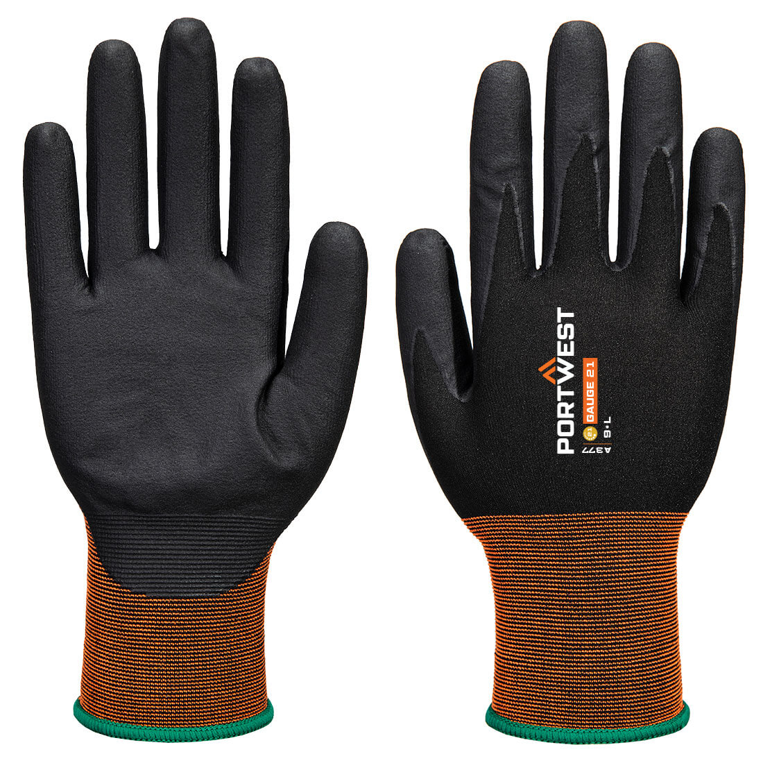 GP Grip 21 Nitril Mikroschaum Handschuh - Schwarz (K8R)