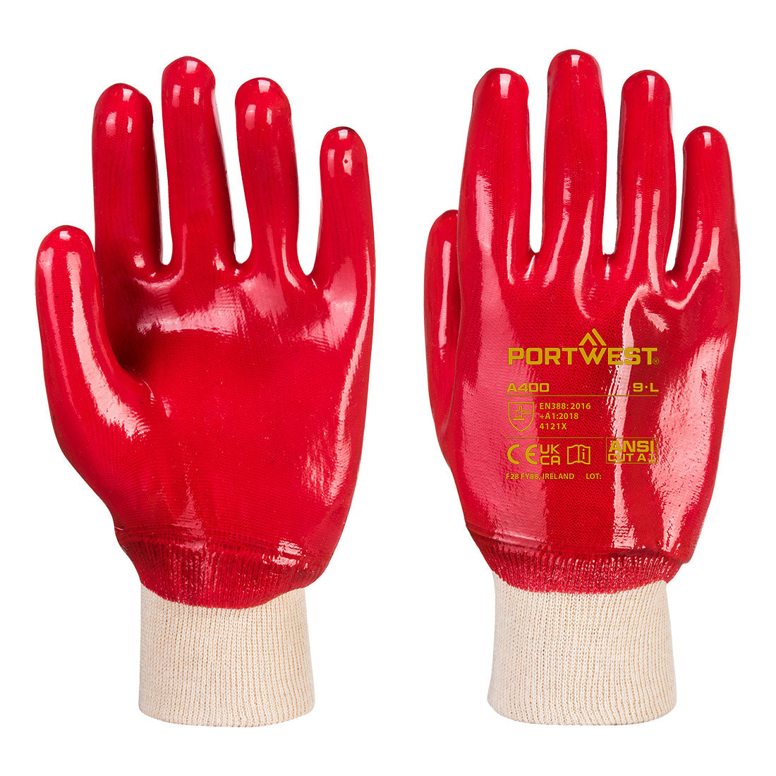 PVC-Strickbund-Handschuh - Rot (RER)