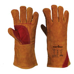 Verstärkter Schweisserschutz-Handschuh mit Stulpe - Braun (BRR)