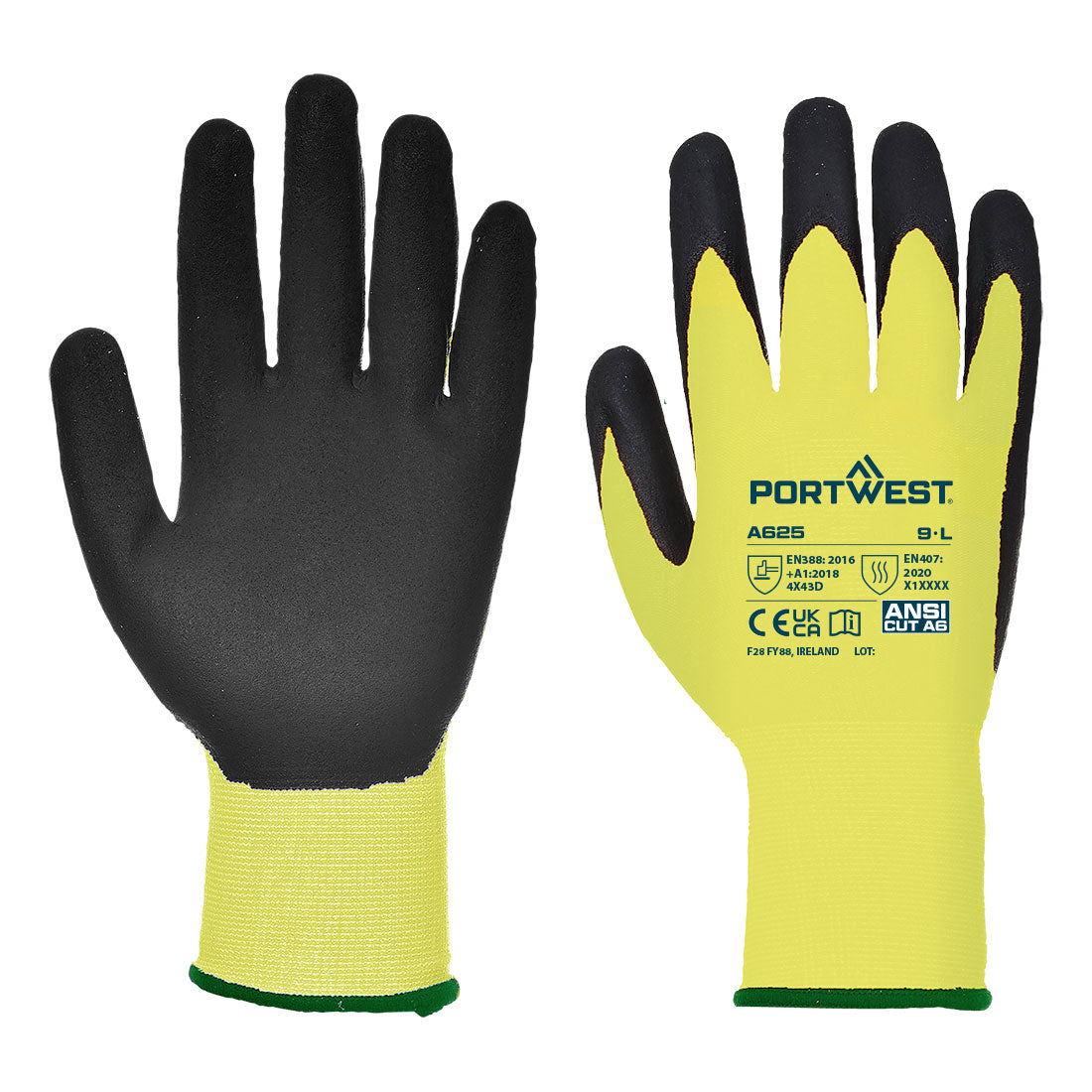 Vis-Tex PU Schnittschutzhandschuh - Gelb/Schwarz (Y8R)