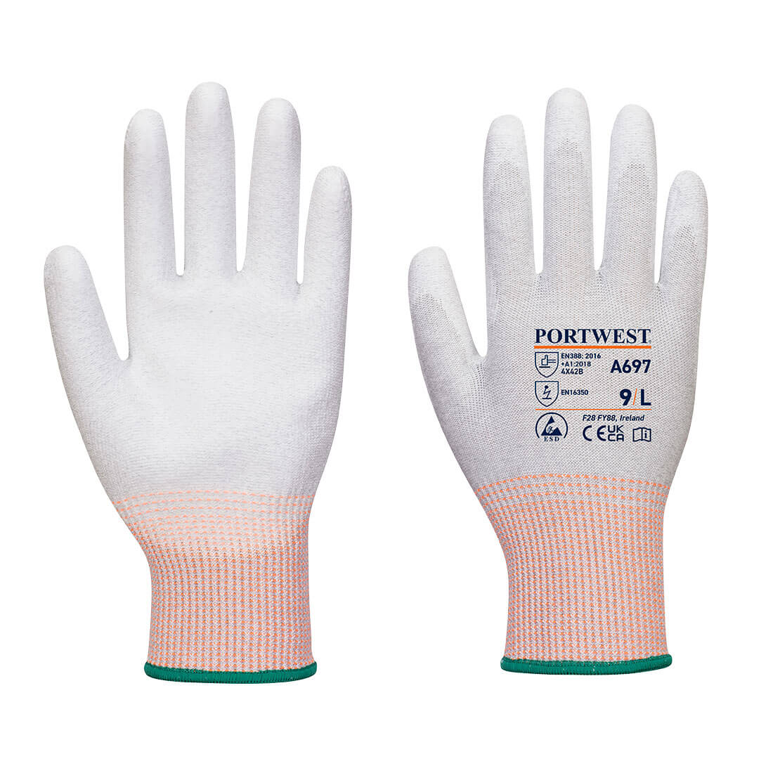 LR13 ESD PU Handschuh - 12er Pack - Grau/Weiss (G6R)