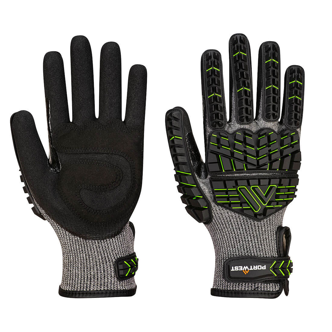VHR15 Nitrilschaum- Stoßschutz- Handschuh - Schwarz/Gruen (K3R)