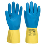 Doppelt getauchter Latex Stulpenhandschuh - Gelb/Blau (Y4R)