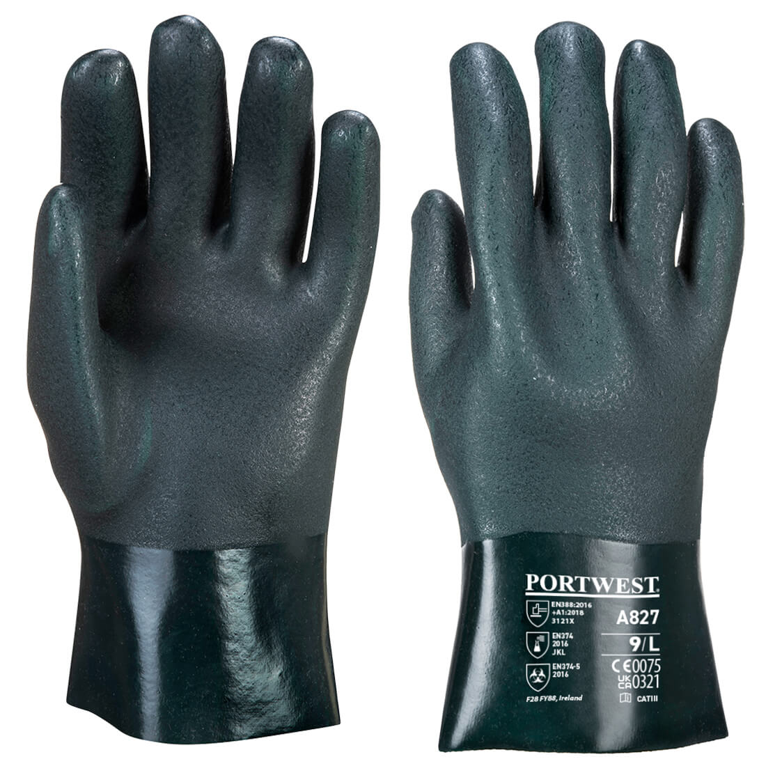 Doppelt beschichteter PVC Stulpenhandschuh 27cm - Gruen (GNR)