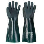 Doppelt Getauchter PVC Chmiekalienschutz-Handschuh Mit 45cm Stulpe - Gruen (GNR)