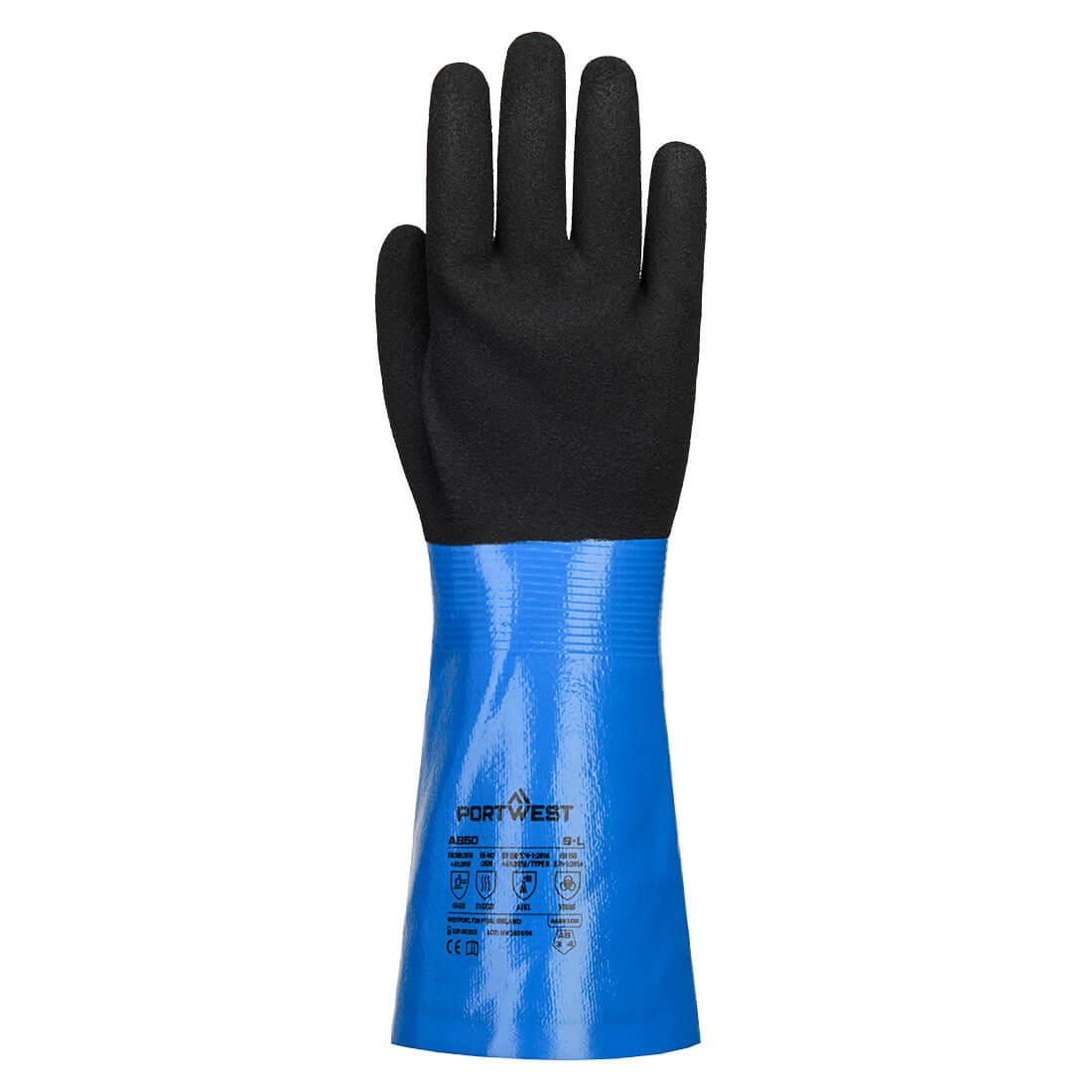Chem Cut D330 Nitrile Gauntlet - Blau/Schwarz (B8R)