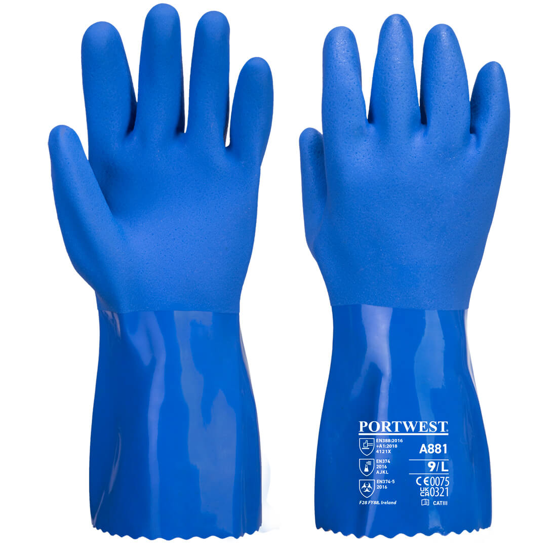 Blauer PVC Chemikalien Schutzhandschuh - Blau (BLU)