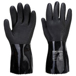 ESD PVC chemikalienbeständiger Schutzhandschuh - Schwarz (BKR)