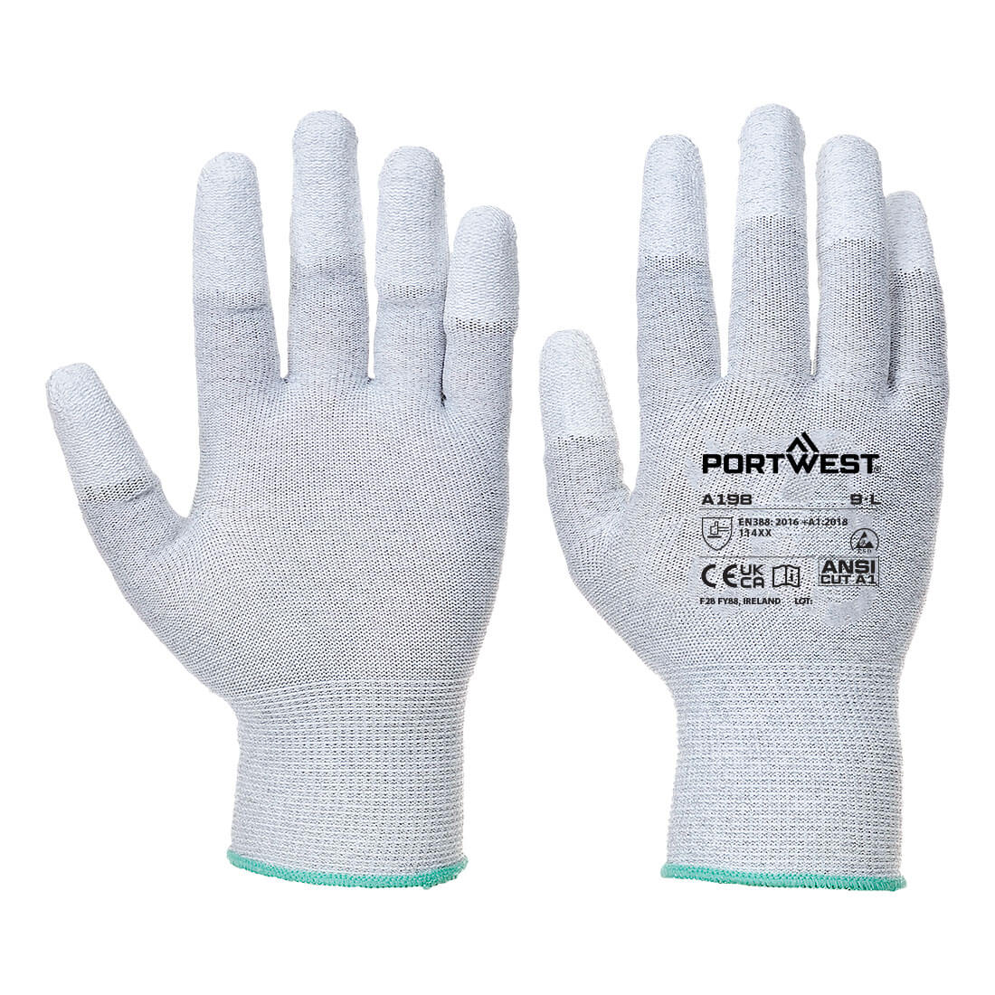 Antistatic PU F-Tip Glove Pk12 - Grau (GRR)