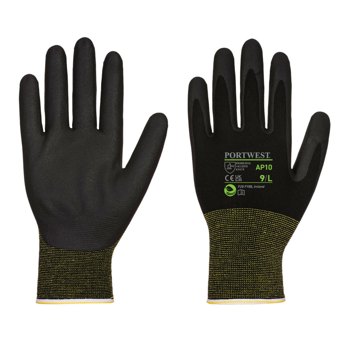 NPR15 Nitrilschaum Handschuh aus Bambus - 12er Pack - Schwarz (K8R)