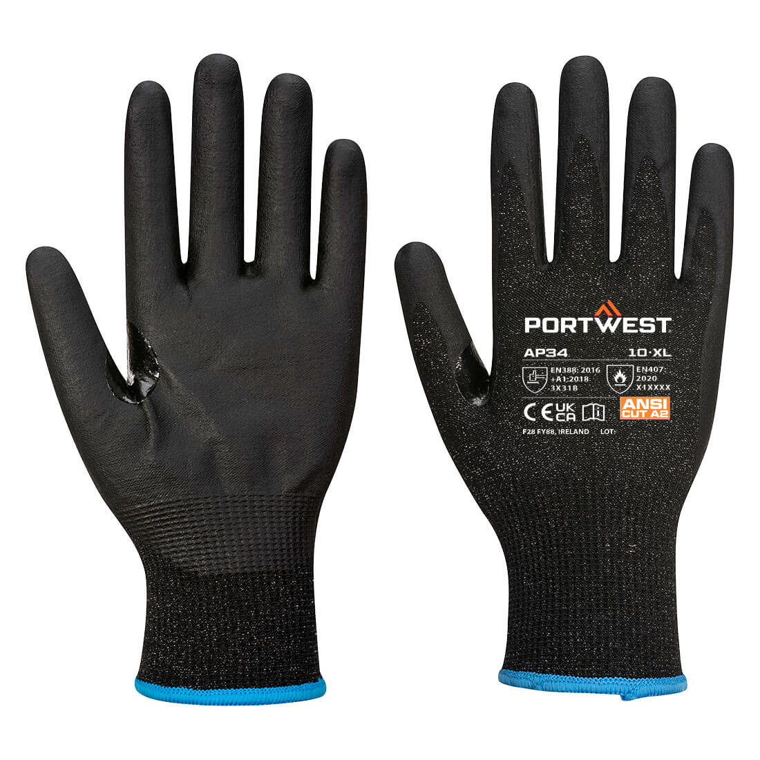 LR15 Nitril-Schaum Touchscreen-Handschuh PK12 - Schwarz (K8R)