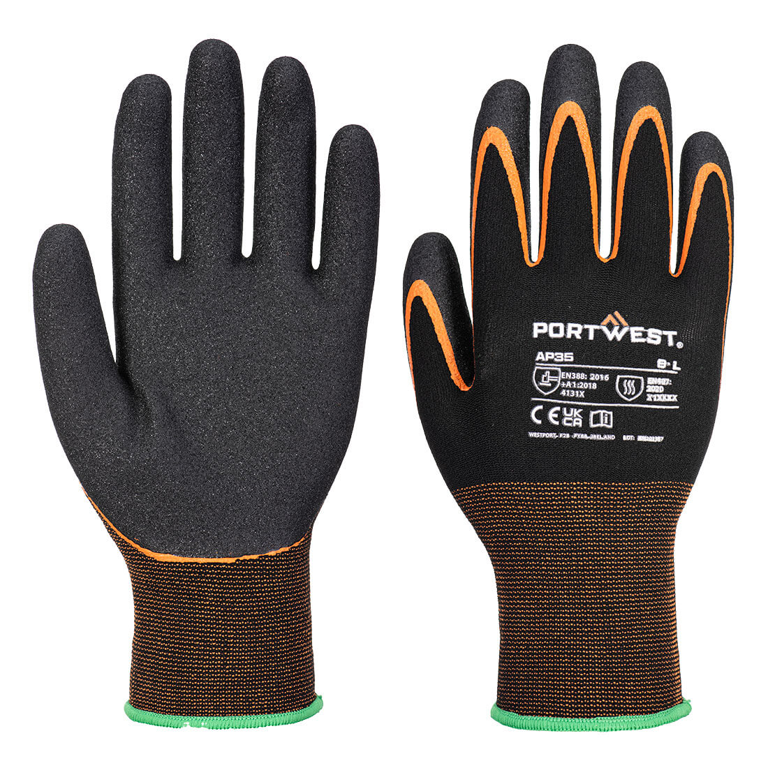 Grip 15 Nitril-Doppelhandschuh - Schwarz/Orange (K1R)