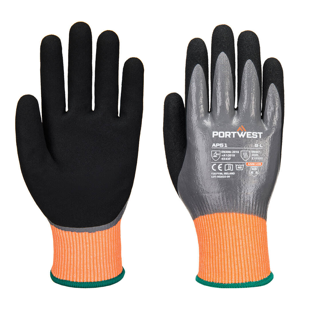 Cut F15 Nitril-Aqua Handschuh - Grau/Schwarz (G8R)