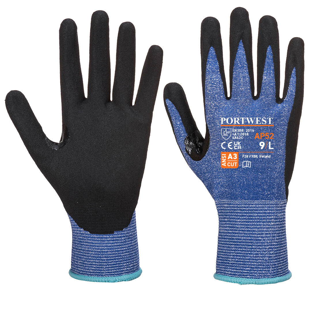 Dexti Ultra Schnittschutz-Handschuh - Blau/Schwarz (B8R)