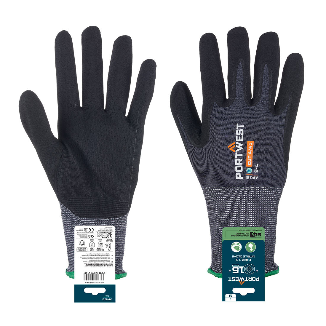 SG Grip 15 Nitril-Handschuh (Einzelhandel) - Grau/Schwarz (G8R)