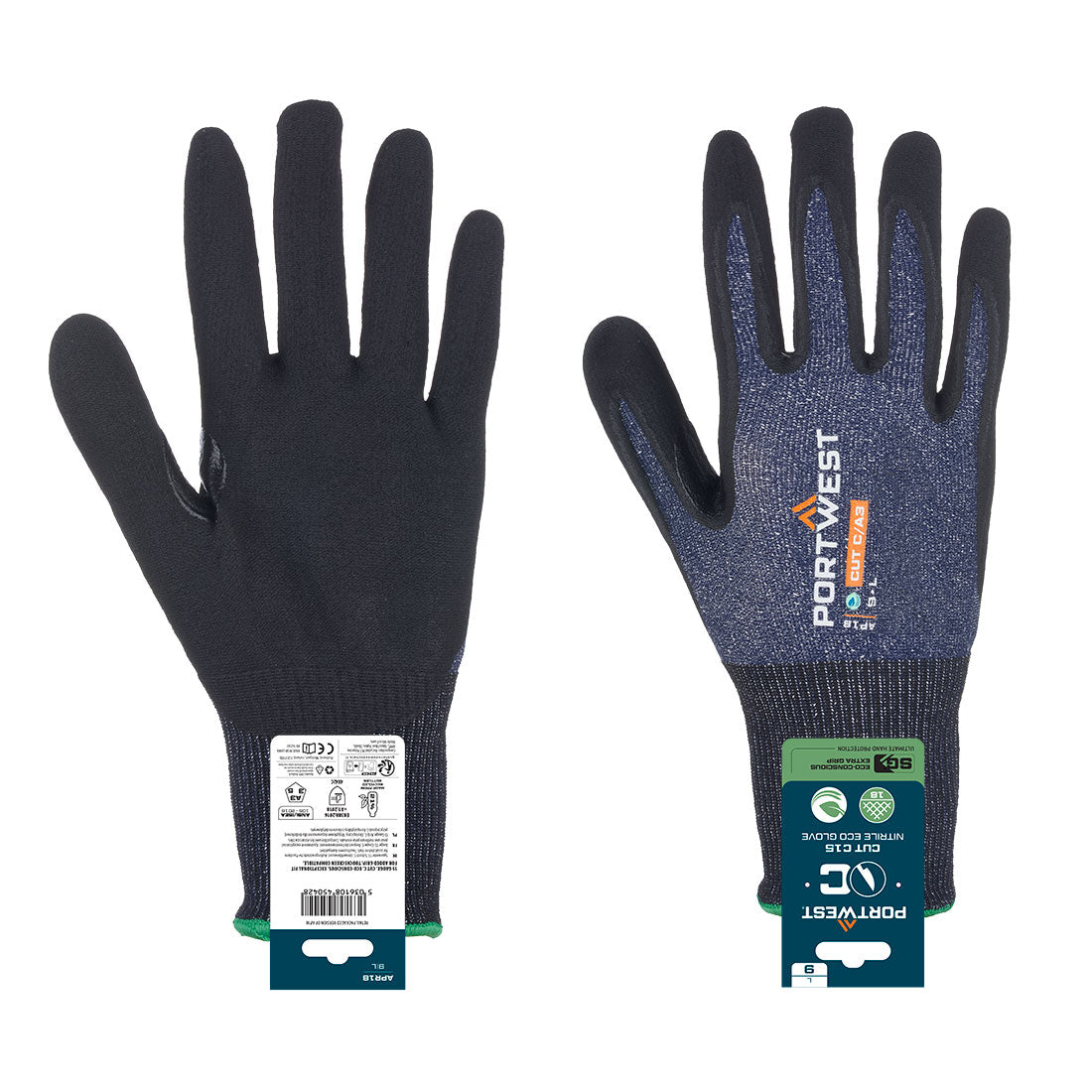 SG Cut C15 Nitril-Handschuh (Einzelhandelsverpackung) - Blau/Schwarz (B8R)