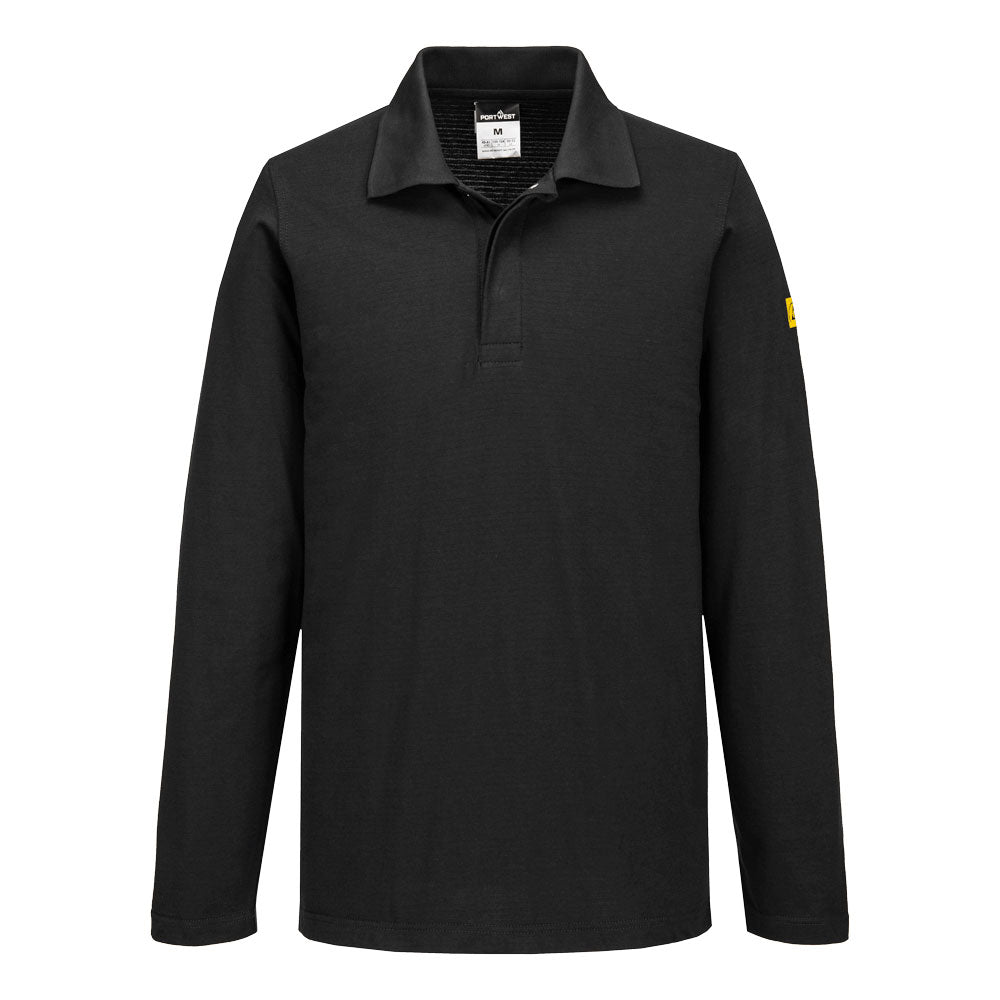 Antistatisches ESD-Poloshirt langarm - Schwarz (BKR)