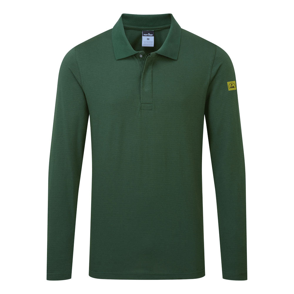 Antistatisches ESD-Poloshirt langarm - Tannengrün (FGR)