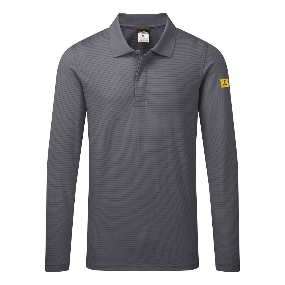 Antistatisches ESD-Poloshirt langarm - Zoom Grau (ZOR)
