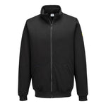 Antistatisches ESD-Sweatshirt mit Reißverschluss - Schwarz (BKR)