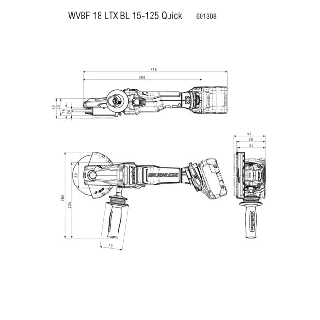 Akku-Flachkopf-Winkelschleifer WVBF 18 LTX BL 15-125 Quick (601308840) Akku-Flachkopf-Winkelschleifer