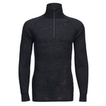 Shirt aus Merinowolle  mit 1/4 Reißverschluss - Schwarz (BKR)