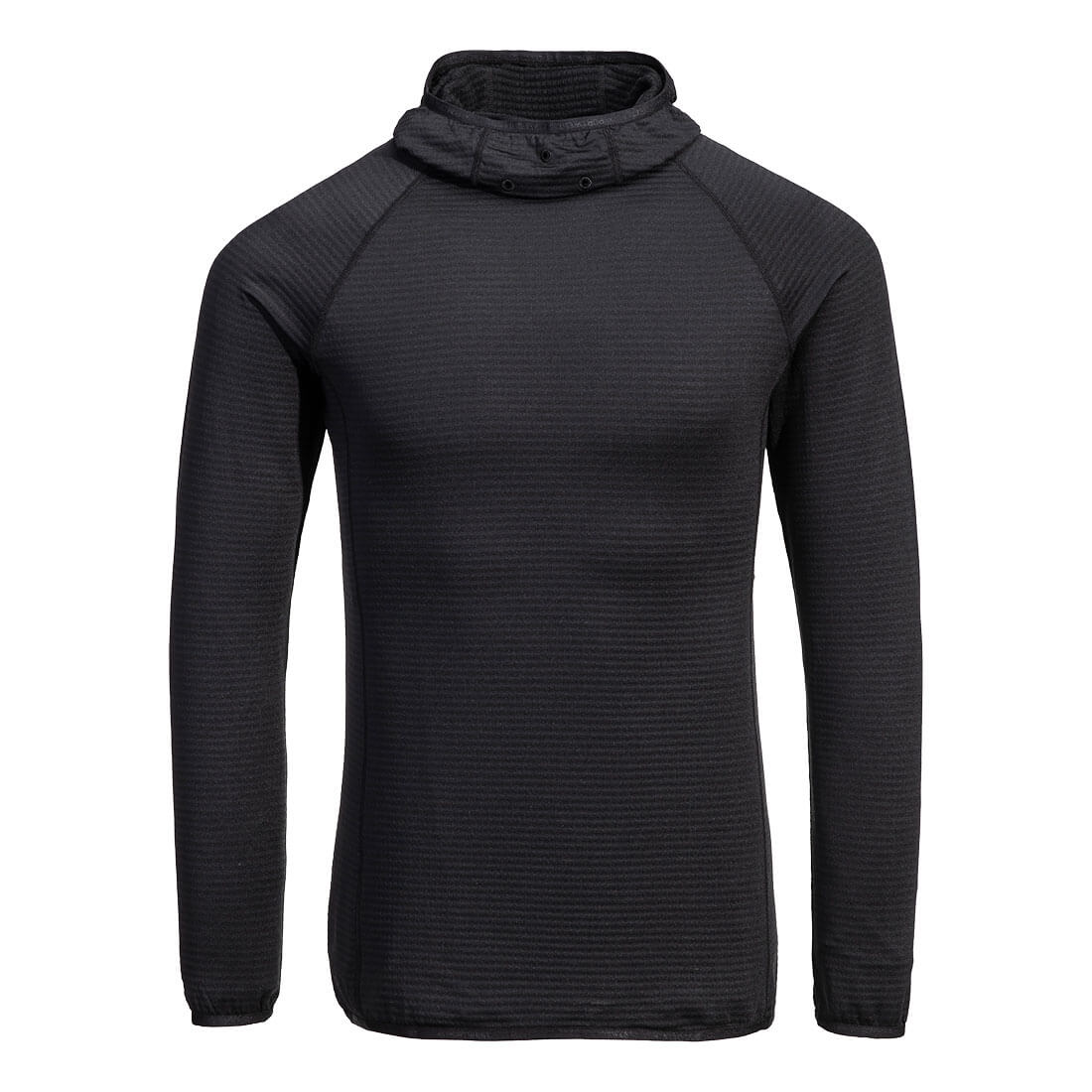 Waffel Fleece Kapuzenshirt - Schwarz (BKR)
