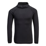 Waffel Fleece Kapuzenshirt - Schwarz (BKR)