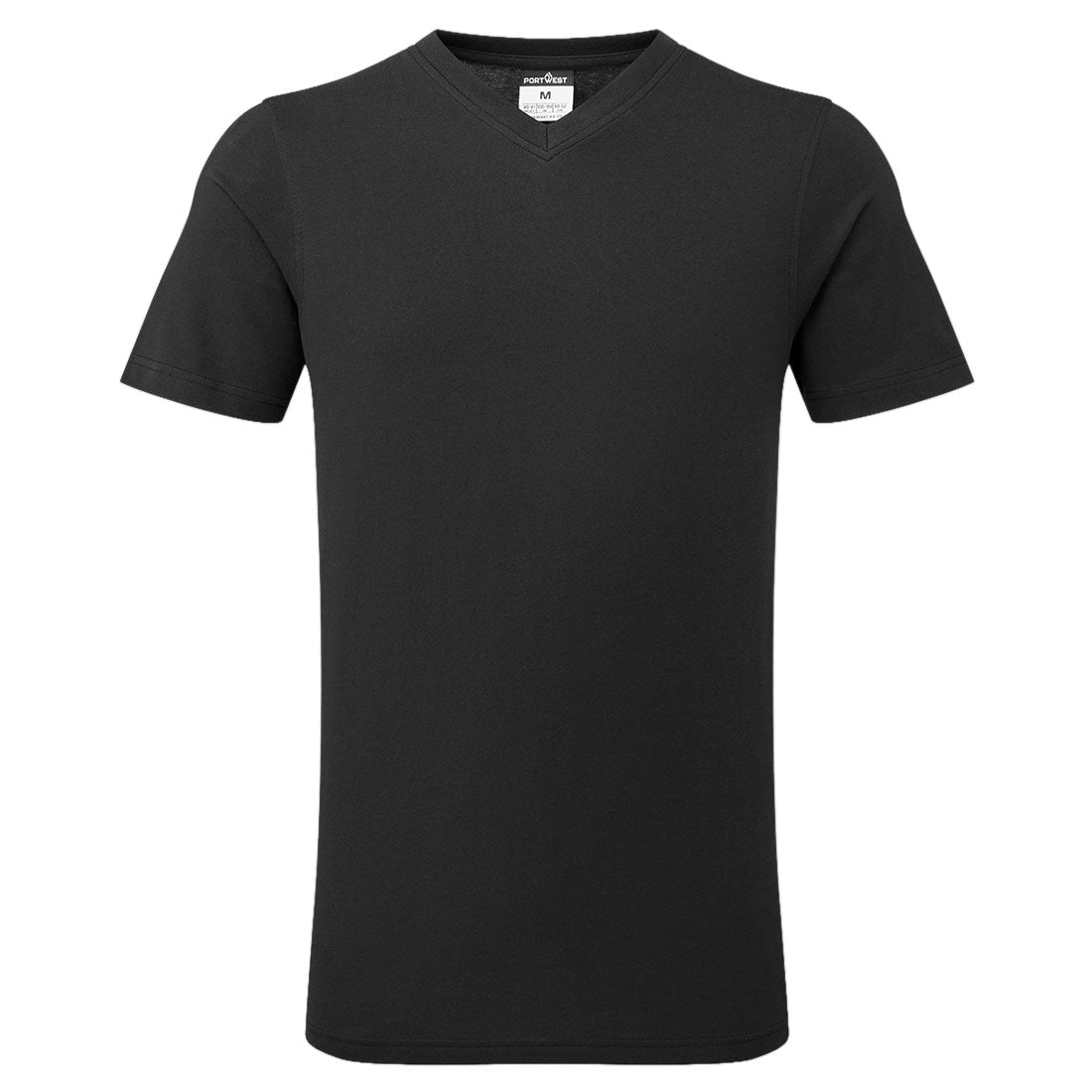 T-Shirt mit V-Ausschnitt aus Baumwolle - Schwarz (BKR)